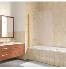 Шторка на ванну Vegas Glass E2V LUX 120 09 01 L профиль золото, стекло сатин, складная, левая