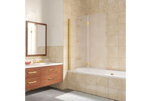 Шторка на ванну Vegas Glass E2V LUX 120 09 01 L профиль золото, стекло сатин, складная, левая