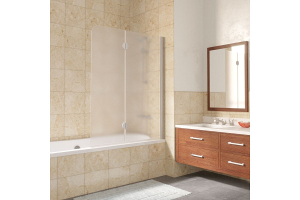 Шторка на ванну Vegas Glass E2V LUX 120 07 10 R профиль матовый хром, стекло сатин, складная, правая