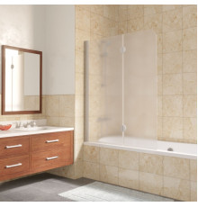 Шторка на ванну Vegas Glass E2V LUX 120 07 10 L профиль матовый хром, стекло сатин, складная, левая