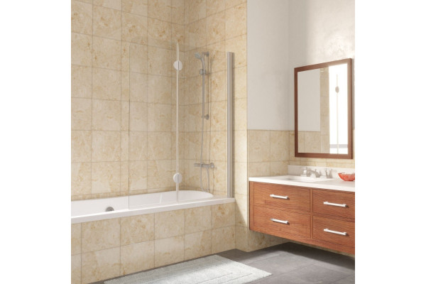 Шторка на ванну Vegas Glass E2V LUX 120 07 01 R профиль матовый хром, стекло прозрачное, складная, правая