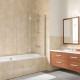 Шторка на ванну Vegas Glass E2V LUX 120 07 01 R профиль матовый хром, стекло прозрачное, складная, правая