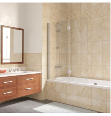 Шторка на ванну Vegas Glass E2V LUX 120 07 01 L профиль матовый хром, стекло прозрачное, складная, левая
