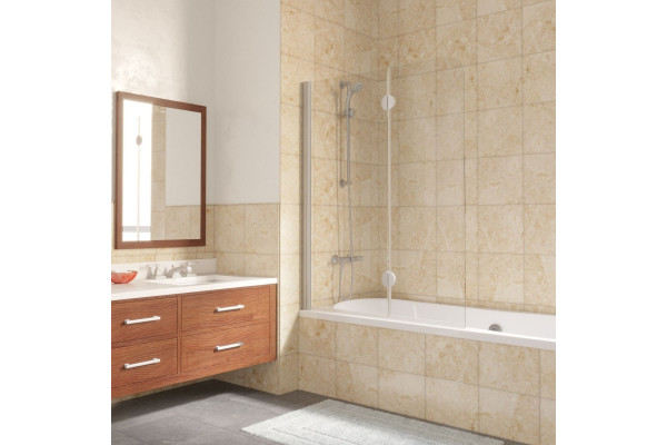 Шторка на ванну Vegas Glass E2V LUX 120 07 01 L профиль матовый хром, стекло прозрачное, складная, левая