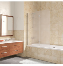 Шторка на ванну Vegas Glass E2V LUX 120 08 10 L профиль глянцевый хром, стекло сатин, складная, левая