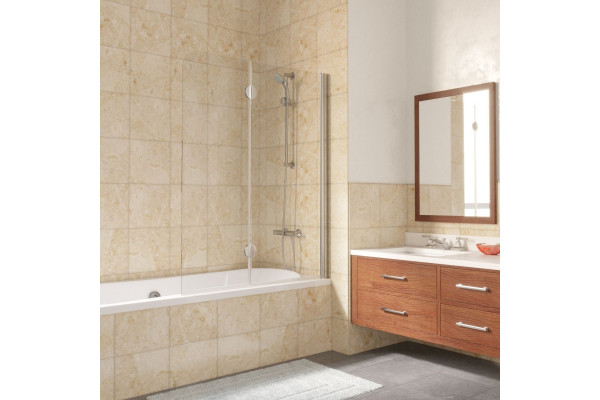 Шторка на ванну Vegas Glass E2V LUX 120 08 01 R профиль глянцевый хром, стекло прозрачное, складная, правая