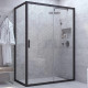 Душевой уголок Vegas Glass ZP+ZPV NOVO 130*100 02М 01 профиль черный матовый, стекло прозрачное, прямоугольный, двери раздвижные