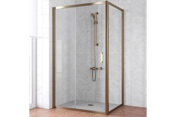 Душевой уголок Vegas Glass ZP+ZPV TUR NOVO 130*90 05 01 профиль бронза, стекло прозрачное, прямоугольный, двери раздвижные