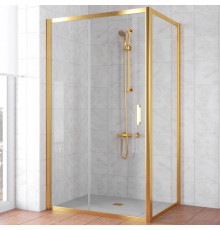 Душевой уголок Vegas Glass ZP+ZPV TUR NOVO 130*90 09 10 профиль золото, стекло сатин, прямоугольный, двери раздвижные