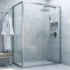 Душевой уголок Vegas Glass ZP+ZPV NOVO 130*80 07 01 профиль матовый хром, стекло прозрачное, прямоугольный, двери раздвижные