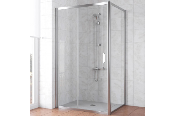 Душевой уголок Vegas Glass ZP+ZPV TUR NOVO 130*80 08 01 профиль глянцевый хром, стекло прозрачное, прямоугольный, двери раздвижные