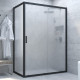 Душевой уголок Vegas Glass ZP+ZPV NOVO 120*100 02М 10 профиль черный матовый, стекло сатин, прямоугольный, двери раздвижные