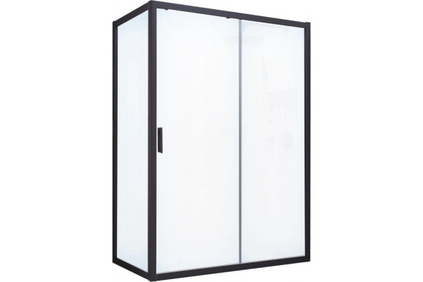 Душевой уголок Vegas Glass ZP+ZPV NOVO 120*100 02М 10 профиль черный матовый, стекло сатин, прямоугольный, двери раздвижные