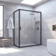 Душевой уголок Vegas Glass ZP+ZPV NOVO 120*100 02М 01 профиль черный матовый, стекло прозрачное, прямоугольный, двери раздвижные