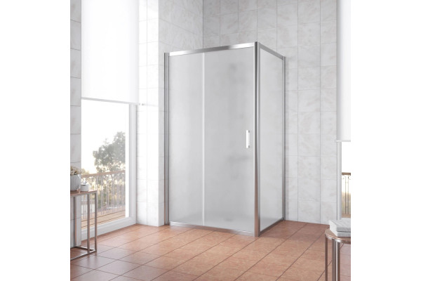 Душевой уголок Vegas Glass ZP+ZPV TUR NOVO 120*100 08 10 профиль глянцевый хром, стекло сатин, прямоугольный, двери раздвижные