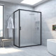 Душевой уголок Vegas Glass ZP+ZPV NOVO 110*90 02М 10 профиль черный матовый, стекло сатин, прямоугольный, двери раздвижные