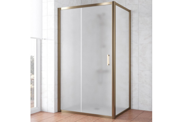 Душевой уголок Vegas Glass ZP+ZPV TUR NOVO 120*80 05 10 профиль бронза, стекло сатин, прямоугольный, двери раздвижные