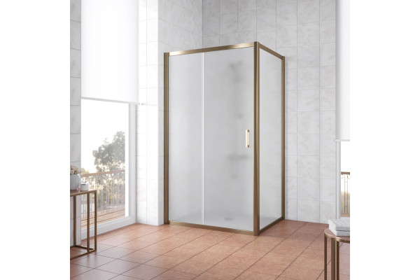 Душевой уголок Vegas Glass ZP+ZPV TUR NOVO 120*80 05 10 профиль бронза, стекло сатин, прямоугольный, двери раздвижные