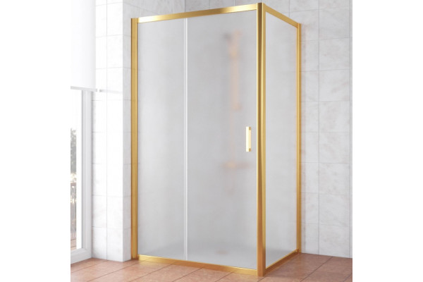 Душевой уголок Vegas Glass ZP+ZPV TUR NOVO 120*80 09 10 профиль золото, стекло сатин, прямоугольный, двери раздвижные