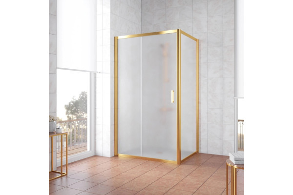 Душевой уголок Vegas Glass ZP+ZPV TUR NOVO 120*80 09 10 профиль золото, стекло сатин, прямоугольный, двери раздвижные