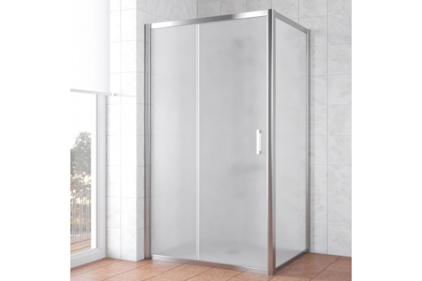 Душевой уголок Vegas Glass ZP+ZPV TUR NOVO 120*80 08 10 профиль глянцевый хром, стекло сатин, прямоугольный, двери раздвижные