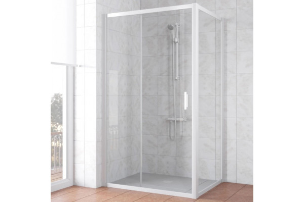 Душевой уголок Vegas Glass ZP+ZPV NOVO 120*80 01 01 профиль белый, стекло прозрачное, прямоугольный, двери раздвижные