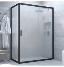 Душевой уголок Vegas Glass ZP+ZPV NOVO 100*90 02М 10 профиль черный матовый, стекло сатин, прямоугольный, двери раздвижные