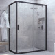 Душевой уголок Vegas Glass ZP+ZPV NOVO 100*90 02М 01 профиль черный матовый, стекло прозрачное, прямоугольный, двери раздвижные