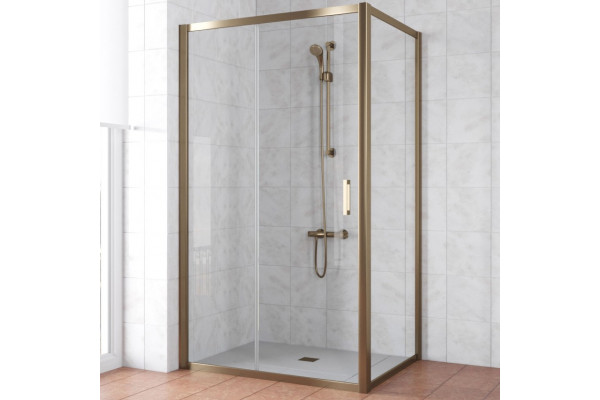 Душевой уголок Vegas Glass ZP+ZPV TUR NOVO 100*80 05 01 профиль бронза, стекло прозрачное, прямоугольный, двери раздвижные