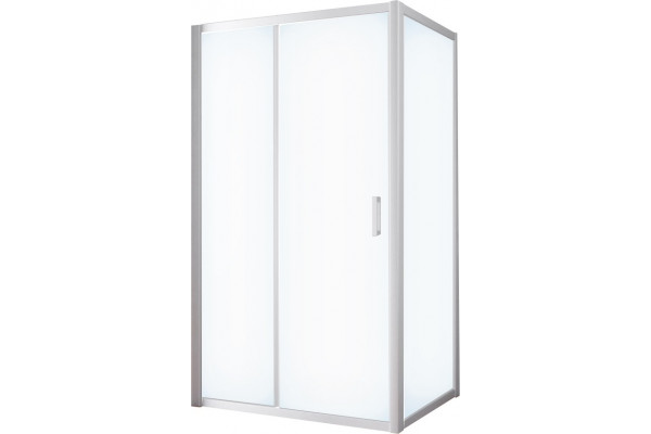 Душевой уголок Vegas Glass ZP+ZPV NOVO 100*80 07 10 профиль матовый хром, стекло сатин, прямоугольный, двери раздвижные