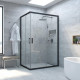 Душевой уголок Vegas Glass ZA-F Novo 120*100 02М 01 профиль черный матовый, стекло прозрачное, прямоугольный, двери раздвижные