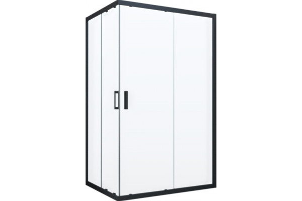 Душевой уголок Vegas Glass ZA-F Novo 120*100 02М 01 профиль черный матовый, стекло прозрачное, прямоугольный, двери раздвижные
