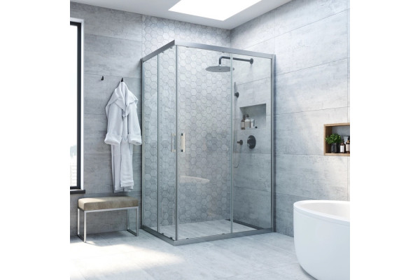 Душевой уголок Vegas Glass ZA-F Novo 120*100 07 01 профиль матовый хром, стекло прозрачное, прямоугольный, двери раздвижные
