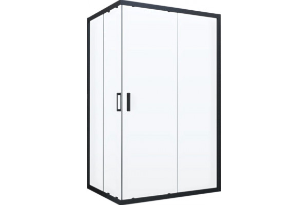 Душевой уголок Vegas Glass ZA-F Novo 120*90 02М 10 профиль черный матовый, стекло сатин, прямоугольный, двери раздвижные