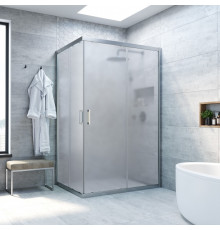 Душевой уголок Vegas Glass ZA-F Novo 120*90 07 10 профиль матовый хром, стекло сатин, прямоугольный, двери раздвижные
