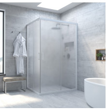 Душевой уголок Vegas Glass ZA-F Novo 120*90 01 10 профиль белый, стекло сатин, прямоугольный, двери раздвижные