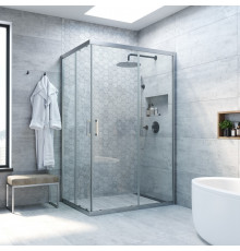 Душевой уголок Vegas Glass ZA-F Novo 120*80 07 01 профиль матовый хром, стекло прозрачное, прямоугольный, двери раздвижные