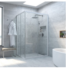 Душевой уголок Vegas Glass ZA-F Novo 120*80 01 01 профиль белый, стекло прозрачное, прямоугольный, двери раздвижные
