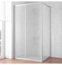 Душевой уголок Vegas Glass ZP+ZPV NOVO 110*80 07 10 профиль хром матовый, стекло сатин, прямоугольный, двери раздвижные