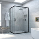 Душевой уголок Vegas Glass ZA-F Novo 110*100 02М 01 профиль черный матовый, стекло прозрачное, прямоугольный, двери раздвижные