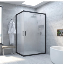 Душевой уголок Vegas Glass ZA-F Novo 110*90 02М 10 профиль черный матовый, стекло сатин, прямоугольный, двери раздвижные
