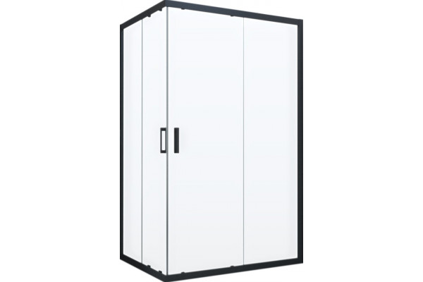 Душевой уголок Vegas Glass ZA-F Novo 110*90 02М 10 профиль черный матовый, стекло сатин, прямоугольный, двери раздвижные