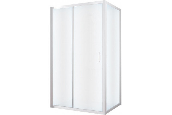 Душевой уголок Vegas Glass ZP+ZPV NOVO 100*80 01 10 профиль белый, стекло сатин, прямоугольный, двери раздвижные