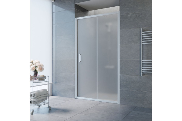 Душевая дверь в нишу Vegas Glass ZP NOVO 115 07 10 115 см, профиль матовый хром, стекло сатин, раздвижная