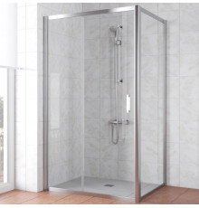 Душевой уголок Vegas Glass ZP+ZPV TUR NOVO 100*80 08 01 профиль глянцевый хром, стекло прозрачное, прямоугольный, двери раздвижные
