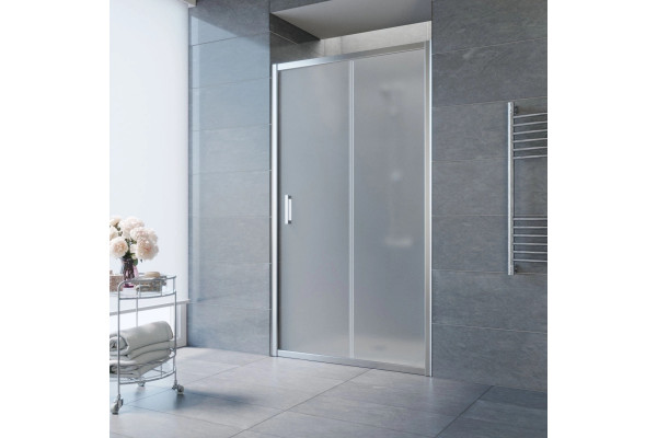 Душевая дверь в нишу Vegas Glass ZP TUR NOVO 115 08 10 115 см, профиль глянцевый хром, стекло сатин, раздвижная