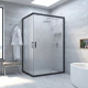 Душевой уголок Vegas Glass ZA-F Novo 100*90 02М 10 профиль черный матовый, стекло сатин, прямоугольный, двери раздвижные