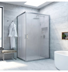 Душевой уголок Vegas Glass ZA-F Novo 100*80 07 10 профиль матовый хром, стекло сатин, прямоугольный, двери раздвижные