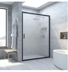 Душевая дверь в нишу Vegas Glass ZP NOVO 105 02М 10 105 см, профиль матовый черный, стекло сатин, раздвижная