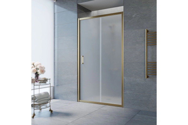 Душевая дверь в нишу Vegas Glass ZP TUR NOVO 105 05 10 105 см, профиль бронза, стекло сатин, раздвижная